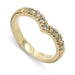 Chevron wedding ring in 14kt yellow gold with prong-set lab-grown diamonds and millgrain detail