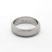 Classic 14kt white gold brushed wedding band with domed step profile, interior 14K stamp