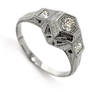 Antique Hexagon Setting Diamond Ring | Era Design Vancouver Canada