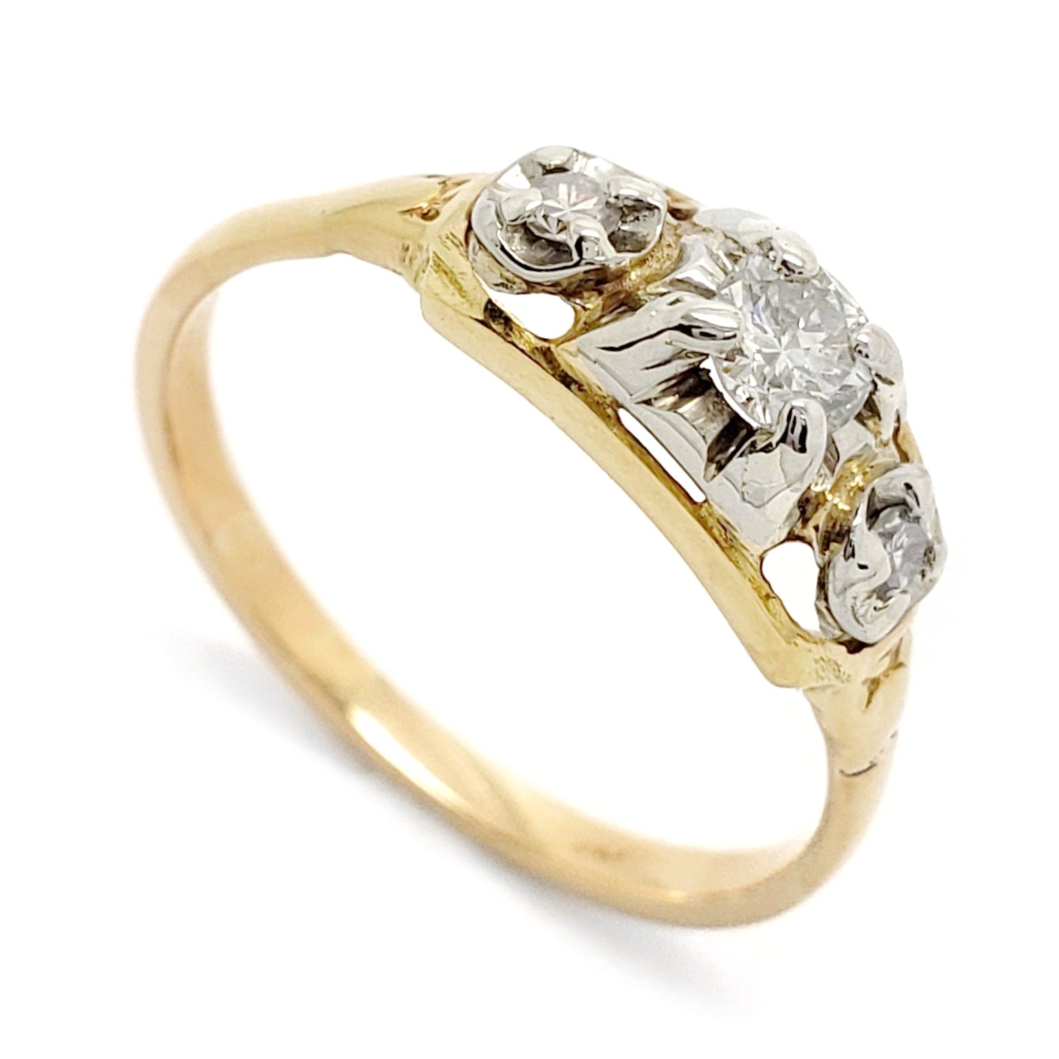 Antique Three Stone Diamond Ring | Petite