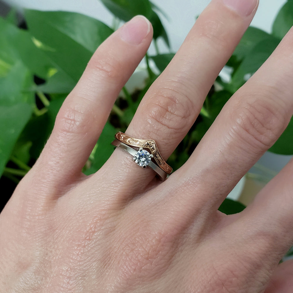 Yellow Gold Engraved Wedding Ring | Era Design Vancouver Canada