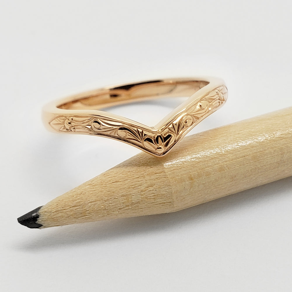 Yellow Gold Engraved Wedding Ring | Era Design Vancouver Canada
