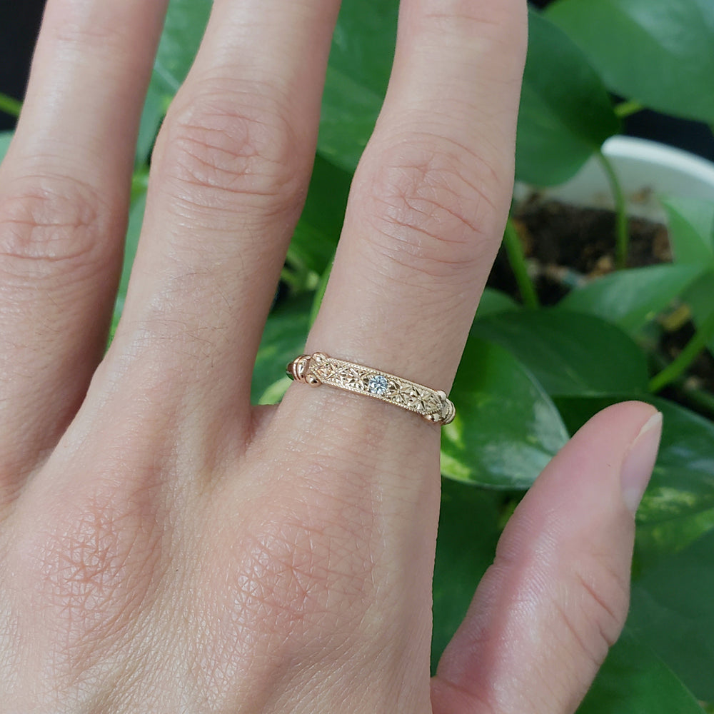 Lab Diamond Engraved Wedding Ring | Era Design Vancouver Canada