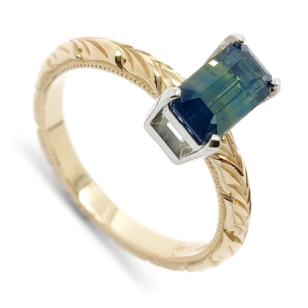 Teal Sapphire Engagement Ring | Era Design Vancouver Canada