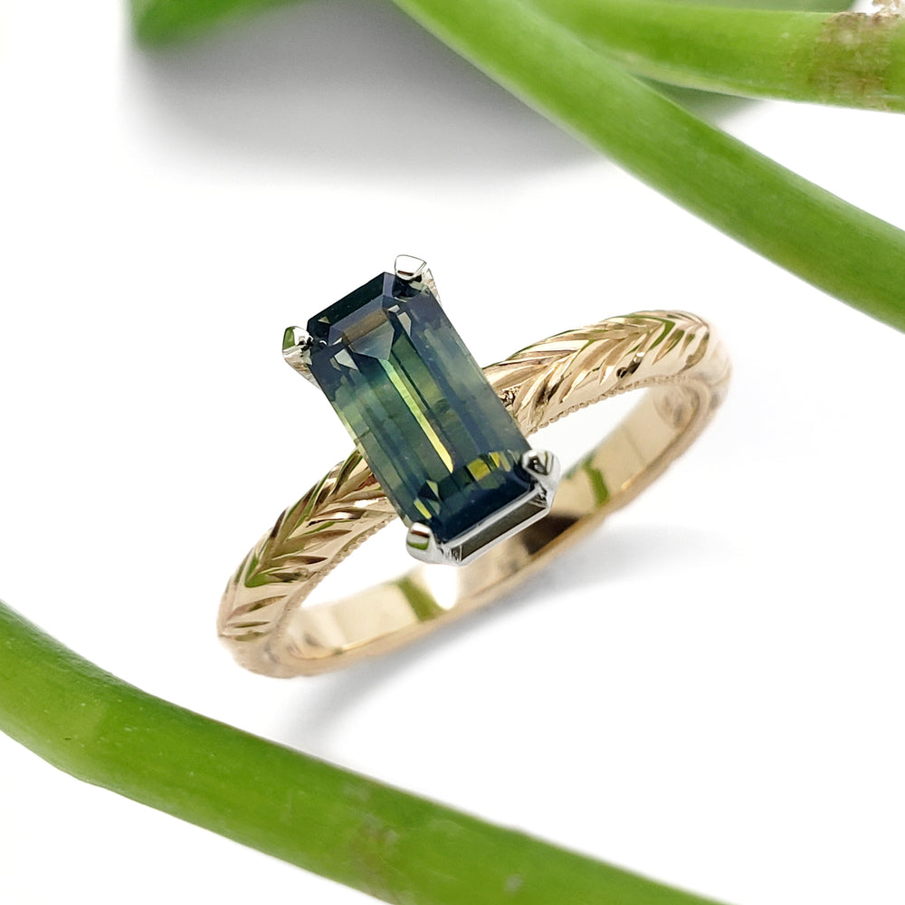 Teal Sapphire Engagement Ring | Era Design Vancouver Canada