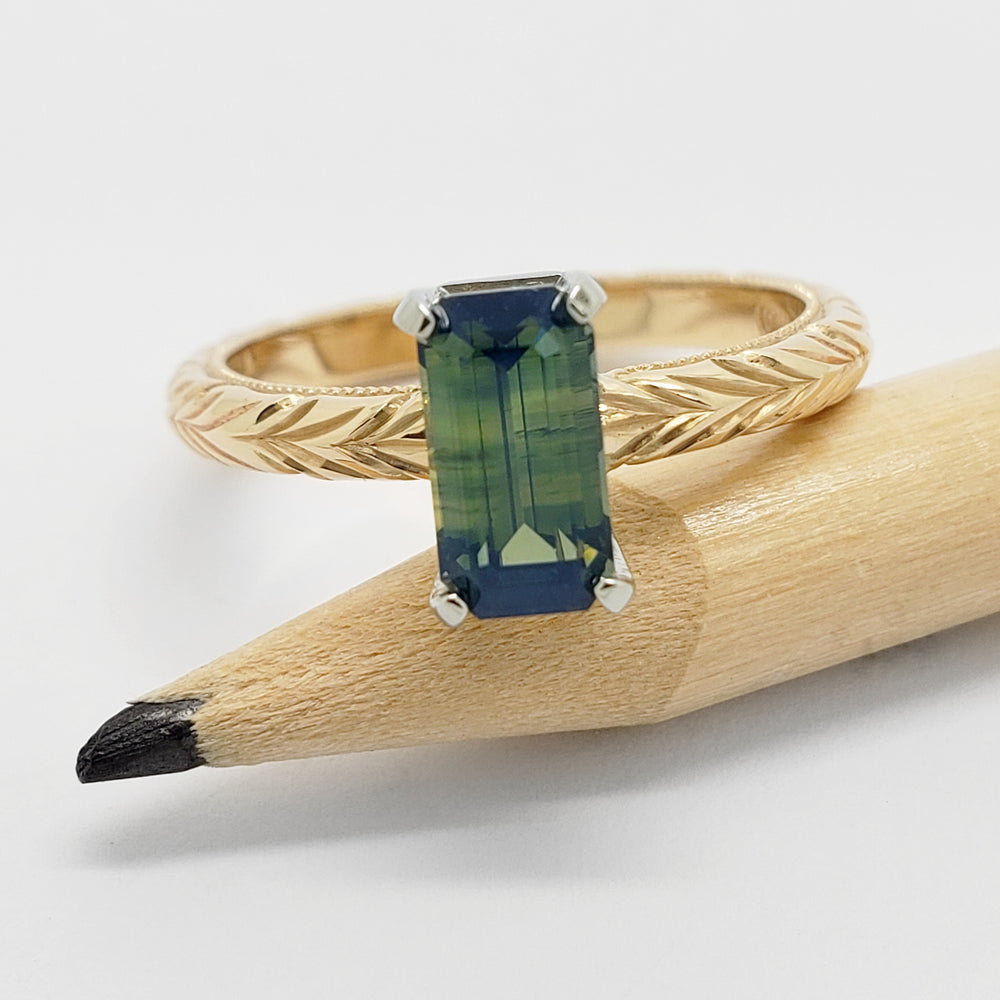 Teal Sapphire Engagement Ring | Era Design Vancouver Canada