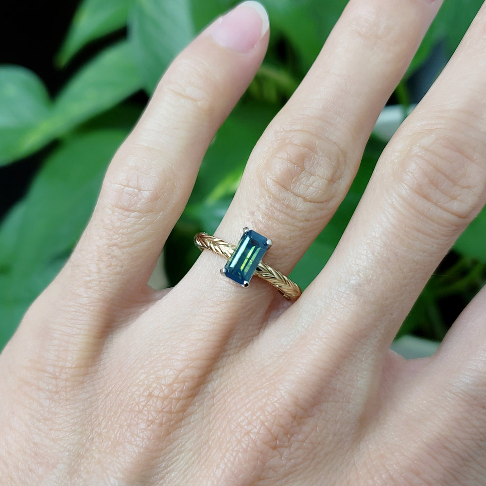 Teal Sapphire Engagement Ring | Era Design Vancouver Canada