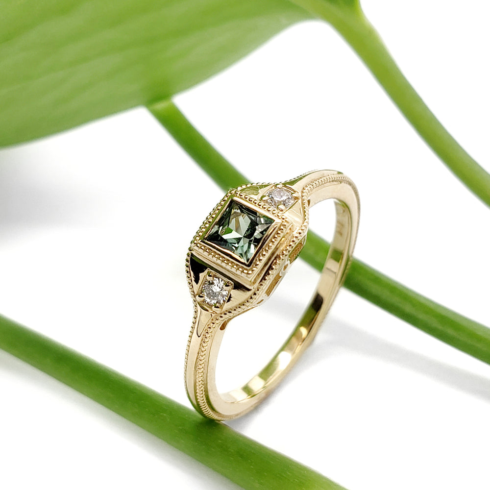 Sapphire and Diamond Engagement Ring | Era Design Vancouver Canada