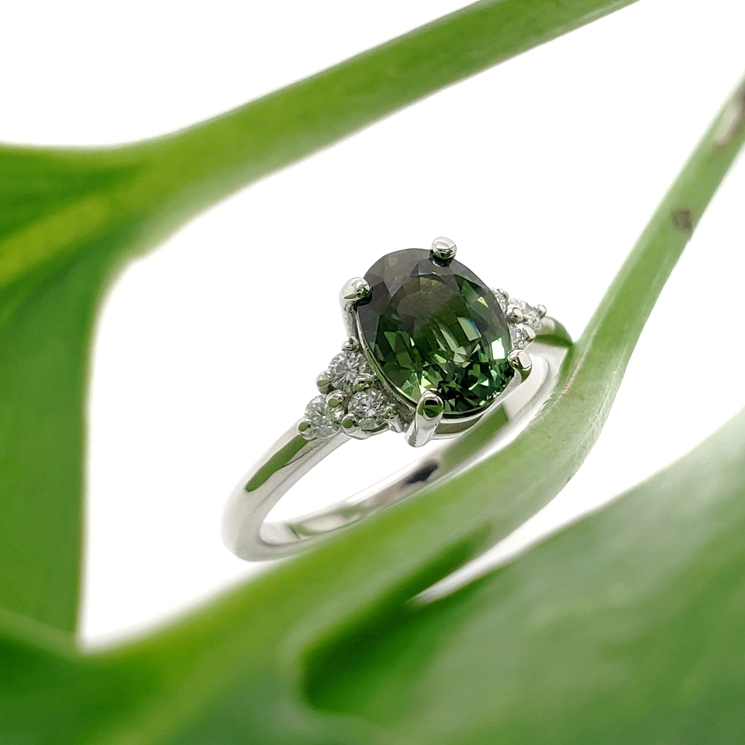 Green Sapphire Engagement Ring | Era Design Vancouver Canada