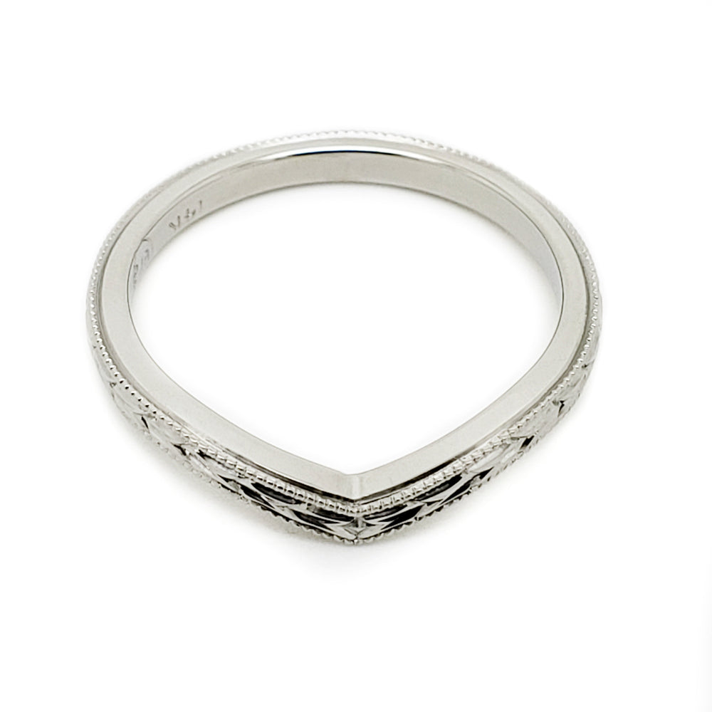White Gold Engraved Wedding Ring | Era Design Vancouver Canada