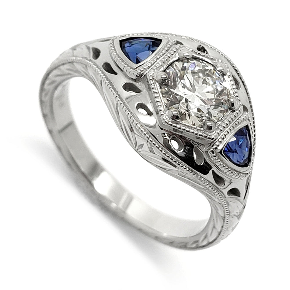 Diamond and Sapphire Engagement Ring | Era Design Vancouver Canada
