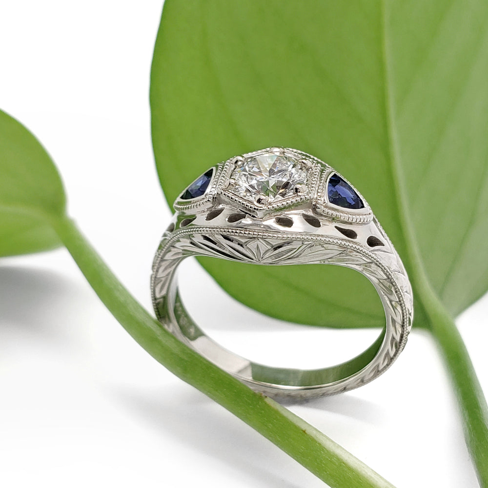 Diamond and Sapphire Engagement Ring | Era Design Vancouver Canada