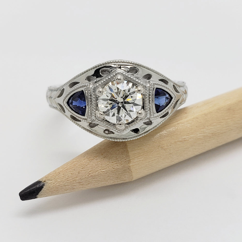 Diamond and Sapphire Engagement Ring | Era Design Vancouver Canada