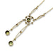 14kt yellow gold antique negligee necklace with round peridots and seed pearls