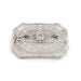 Edwardian filigree brooch in white gold with glass centre and two blue synthetic sapphires