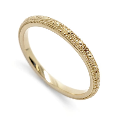 Engraved 14kt yellow gold wedding ring