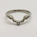Front view of 14k white gold leafy wedding band with bezel and pave-set lab diamonds