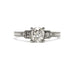 Front view of 14kt white gold engagement ring with old mine cut diamond