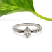 Front view of 14kt white gold marquise lab diamond ring with engraved band