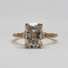 Front view of 14kt yellow gold engagement ring with cushion cut lab diamond
