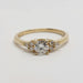 Front view of 14kt yellow gold engagement ring with Canadian diamonds