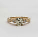 Front view of 14kt yellow gold engagement ring with old European diamond and side diamonds