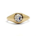 Front view of 14kt yellow gold signet-style engagement ring with lab diamond
