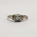 Front view of antique 14kt white and yellow gold ring with old European cut diamond