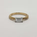 Front view of 14kt yellow and white gold engagement ring with baguette Canadian diamond