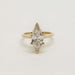 Front view of marquise cut lab-grown diamond ring in 14kt yellow gold
