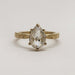 Front view of pear checkerboard lab diamond solitaire ring in 14kt yellow gold