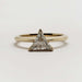 Front view of 14kt yellow gold ring with triangle cut lab-grown diamond