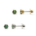 Pair of green tourmaline stud earrings in 14kt yellow and white gold crown settings