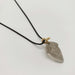 Hand-carved smoky quartz acorn pendant with 14kt yellow gold bail on black chain