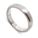 Handcrafted 14k white gold flat wedding ring with brushed finish on white background