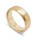 Handcrafted 14k yellow gold flat wedding ring with brushed finish and rolled edge