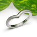 Handcrafted 14kt white gold chevron ring with textured finish, front view