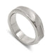 Handcrafted 14kt white gold wedding ring with topography texture, angled view