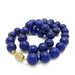 Handcrafted lapis lazuli bead necklace with 14kt yellow gold and diamond clasp