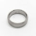 Interior view of 14k white gold flat wedding ring with brushed finish