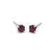 Pair of round lab grown ruby stud earrings in 14kt white gold, 4-claw setting