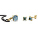 London blue topaz pendant and stud earrings in 14kt yellow gold on a black chain