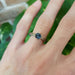 Montana sapphire engagement ring in white gold shown on hand