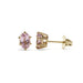 Pair of oval pink imperial topaz stud earrings in 14kt yellow gold, six-prong setting