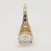 Profile view of yellow gold engagement ring with round lab diamond and pave-set accents