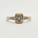 Radiant cut lab diamond engagement ring in 14kt yellow gold, front view