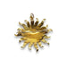 Back of antique sunburst pendant-brooch showing 14kt gold metalwork and pin closure