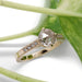 Rose cut lab diamond engagement ring in yellow gold with vintage millgrain details