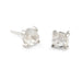 Rose cut moonstone stud earrings in 14kt white gold on white background