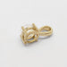 Side view of rose cut moonstone pendant in 14kt yellow gold showing prong setting